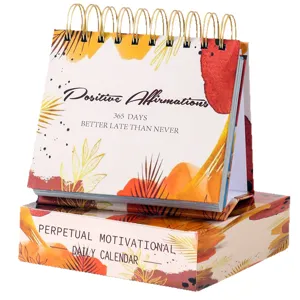 2027 perpetual daily desk calendar with motivational quotes, elegant watercolor design for home.