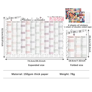 2027 Wall Calendar Planner Big Size 150gsm Thick Paper with Stickers and Double-Sided Tape