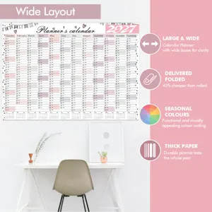 2027 wall calendar planner featuring wide layout, large daily writing boxes and thick paper.