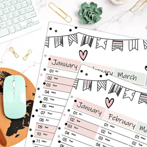 2027 English desktop calendar planner minimalist schedule notes cute hand drawn design