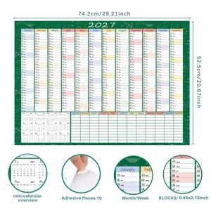 2027 Large Wall Calendar Planner English Version Desk Calendar with Adhesive Pieces and Notes