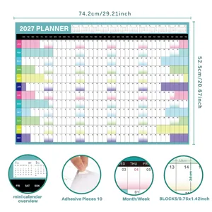 2027 wall calendar planner large yearly schedule organizer with adhesive pieces and memo blocks