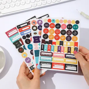Decorative planner stickers set for daily schedule organizing and journal planning