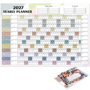 2027 yearly wall planner calendar daily schedule memo pad with cute stickers set