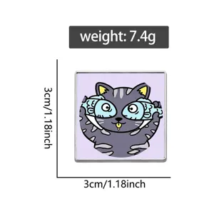 Suesse Cartoon Katze Brosche Abzeichen Detail Groesse und Gewicht, kreatives Fisch Pin.