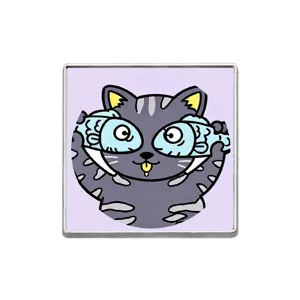 Süße lustige graue Katze Metall Brosche Abzeichen, kreative Cartoon Emaille Pin für Kleidung.