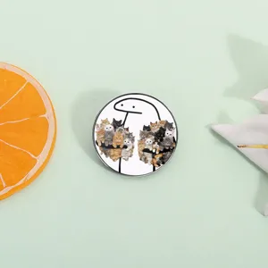 Lustige Legierung Strichmännchen Mit Katzen Brosche Süße Cartoon Lackiert Reversadel Für Rucksack Kleidung Dekorative Abzeichen Geschenke