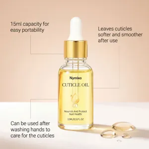 Nymixa cuticle oil with dropper provides deep moisture and softens nail edges for daily nail care.