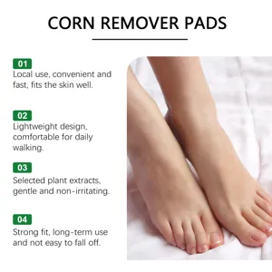 Detail view of foot care patch application, showing gentle skin contact and clean use.