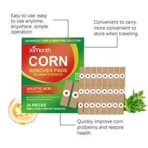 Professional corn remover pads with salicylic acid, 24 pieces per box for foot care.