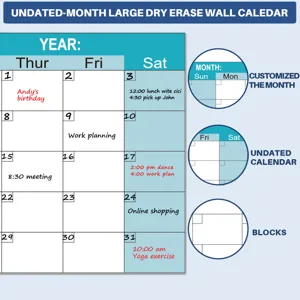 Gran calendario de pared borrable 2026 planificador mensual reutilizable oficina y hogar