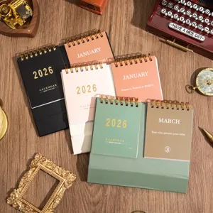 2026 Desk Calendar Dual Spiral English Planner Memo Vintage Office Tabletop Decoration