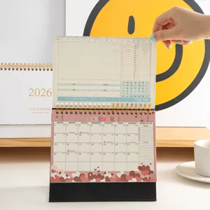 2026 desktop calendar with Morandi colors, English monthly planners and memo notes.