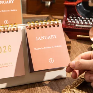 2026 Desk Calendar English Spiral Daily Planner with Motivational Quotes Office Decor