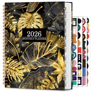 2026 Monthly Planner Spiral Bound Daily Weekly Schedule Notebook With Tropical Floral Cover Tabs And Stickers For Office