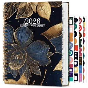 2026 Floral Monthly Planner Notebook with Tabs and Stickers Daily Productivity Schedule Organizer