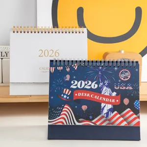 2026 desktop calendar, cute desk calendar with double coil binding for office memo and planning.