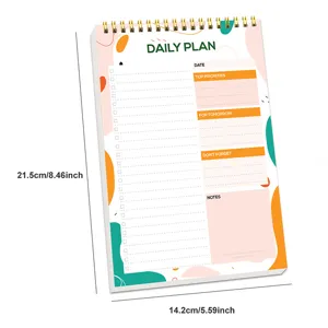 Minimalist A5 daily spiral notebook detail, stylish self-discipline schedule planner pad.