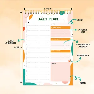 A5 daily planner notebook with spiral binding, minimalist design for time management and schedule.