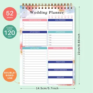 Agenda Matrimonio A5 Quaderno Spirale Organizer Giornaliero Diario Blocco 52 Fogli