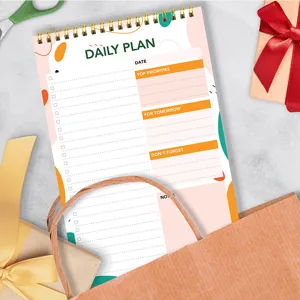 A5 Daily Planner Notebook Coil Bound Time Management Schedule Organizer Notepad for Goals