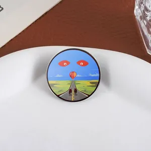 Surrealistische artistieke weg heteluchtballon metalen broche badge creatieve accessoire