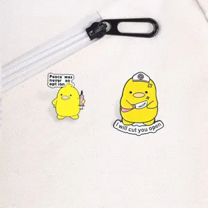 Cute funny duck enamel pin nurse syringe brooch kawaii cartoon badge clothing bag decor
