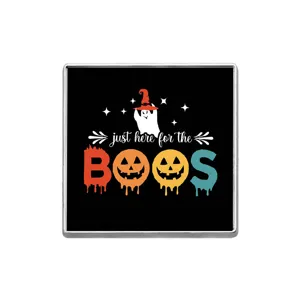 Λεπτομέρεια καρφίτσας φάντασμα κολοκύθας Halloween, μεταλλικό σήμα με ρετρό σχέδιο.