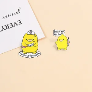 Funny cartoon yellow duck enamel pins cute nurse syringe metal brooch badge accessories for bags