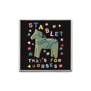Vintage doodle Dala horse enamel pin badge cute retro quote brooch clothing accessories