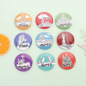 Russland Wahrzeichen Architektur Reise Souvenir Weißblech Abzeichen Anstecknadel Zinklegierung Lackiert Cartoon Brosche Für Rucksack