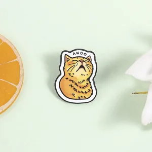 Japanese Style Funny Ginger Cat Enamel Brooch Painted Animal Badge Cute Cat Lapel Pin Backpack Decoration Jewelry Unisex Badge