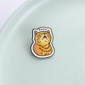 Cute funny orange cat enamel pin cartoon animal badge trendy accessory for bags and clothes