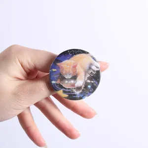 Cute cat badge tinplate brooch pin for student school bag aesthetic cartoon animal metal accessory design