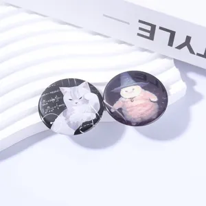 Cute cat pattern tinplate badge cartoon brooch detail shot, perfect for bags and clothes.