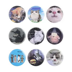 Cute Cartoon Cat Tinplate Badge Brooch Creative Round Alloy Pin For Student School Backpack Clothes Decoration Accessory Gift
