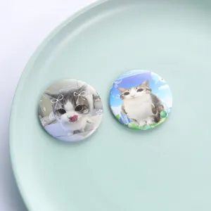 Cute cat print tinplate badge cartoon brooch pin for student school bag backpack decor