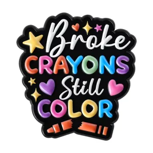 Cartoon motivational text brooch badge, creative 3D colorful letter pin for bag and clothes.