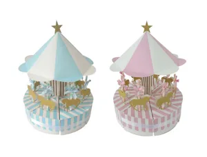 Carousel paper cake box candy box for wedding party celebration detail view and nice gift showcase.