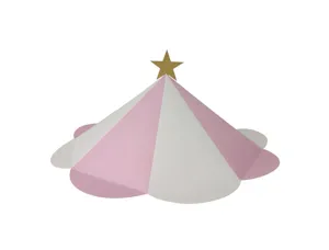 Detailed view of the carousel candy box top cover, fairy tale pink and white circus design.