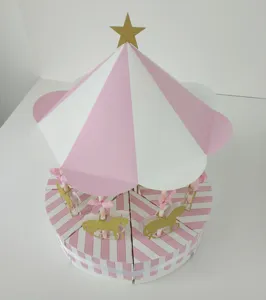 European wedding gift cake box fairytale carousel pastry candy box exquisite detail view