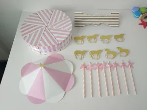 Carousel cake box party set pink white striped candy boxes pastry packaging wedding decoration