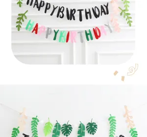 Felt forest style birthday letter garland set for baby party hanging decoration.