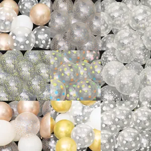 Ballons en Latex Transparents Imprimés Pois Colorés Flocon de Neige Étoile Ballons Décoratifs Ronds pour Mariage Anniversaire Fête