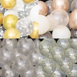 Ensemble de ballons en latex transparents à pois et métalliques pour fête de mariage