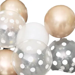 Ballons à pois transparents ballons latex or métallisé et blanc pour décoration de fête d'anniversaire