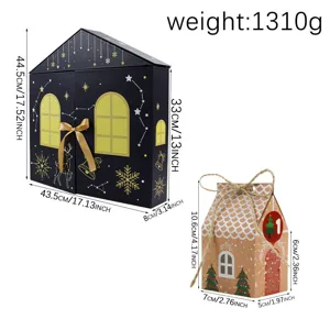 Boite cadeau de calendrier de l'Avent de Noel design maison elan flocon de neige de fete