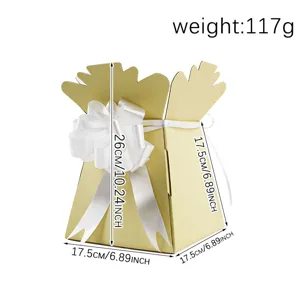 3D Blumen-Geschenkbox mit weißer Schleife, ideal für Hochzeitsgeschenke und Feiertage.