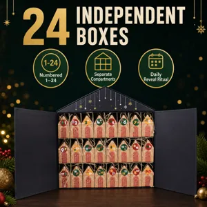 Boîte de calendrier de l'Avent de Noël avec 24 compartiments de maison indépendants cadeaux.