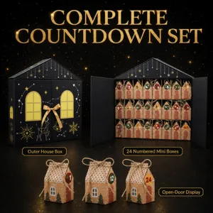 Ensemble de calendrier de l'Avent avec boîte maison et 24 mini boîtes cadeaux numérotées